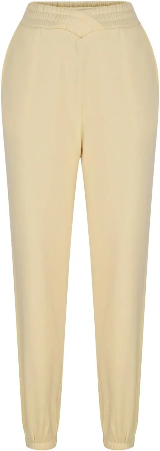 Womens Pants Casual Plus Size V Crossover Waist Sweatpants Baggy Y2K Jogger Pants Cinch Bottom Warm Lounge Pants