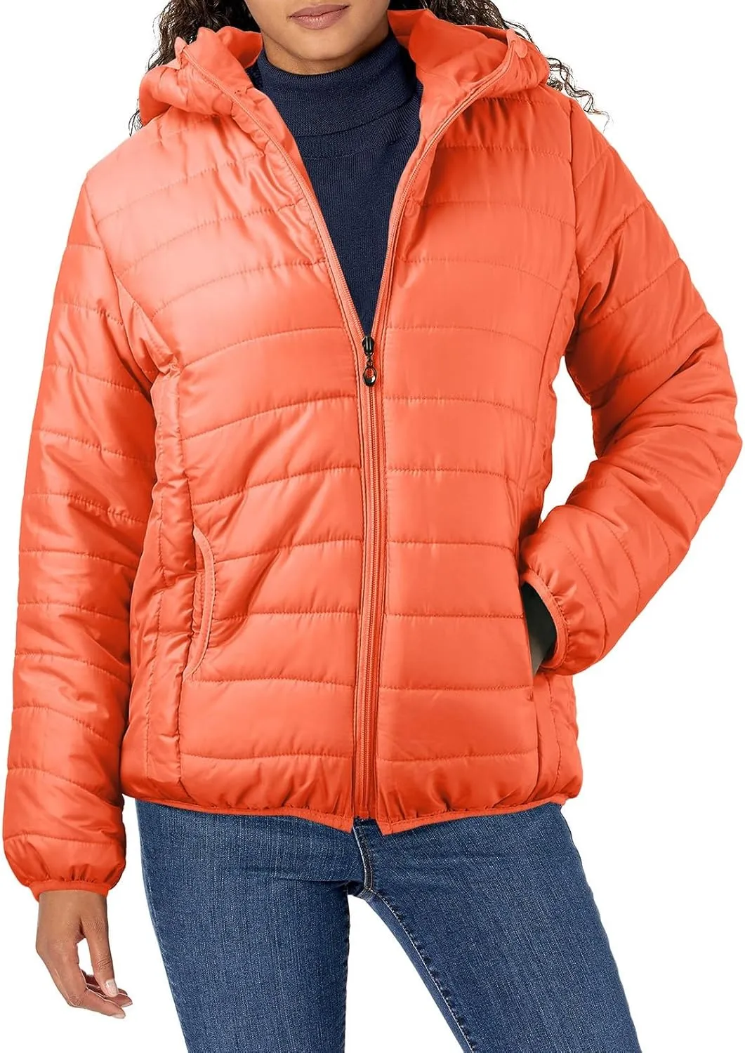 Women's Puffer Coat Casual Slim Lightweight Warm Winter Down Jackets Hooded Girls Zip Up Short Quilted Jacket with Pocket