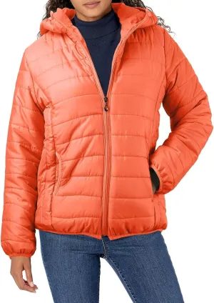 Women's Puffer Coat Casual Slim Lightweight Warm Winter Down Jackets Hooded Girls Zip Up Short Quilted Jacket with Pocket