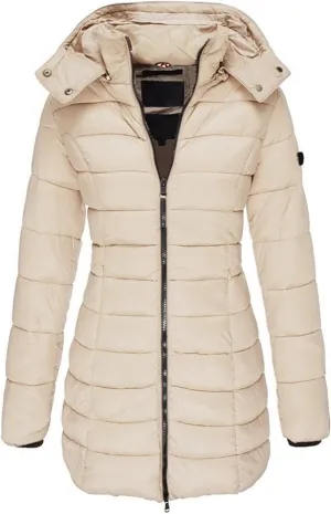 Womens Puffer Jacket Casual Warm Padded Coat Fashion Zipper Long Sleeve Hooded Down Coats Winter 2024 Trendy Clothes