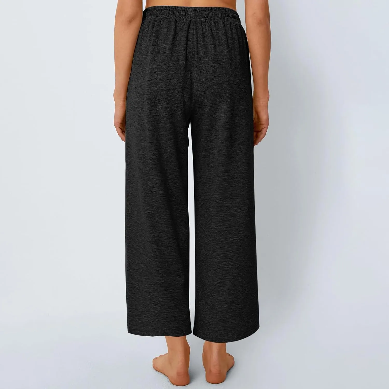 Womens Sweatpants Drawstring Stretch High Rise Straight Leg Pockets Solid Color Trousers Casual Comfy Workout Pant