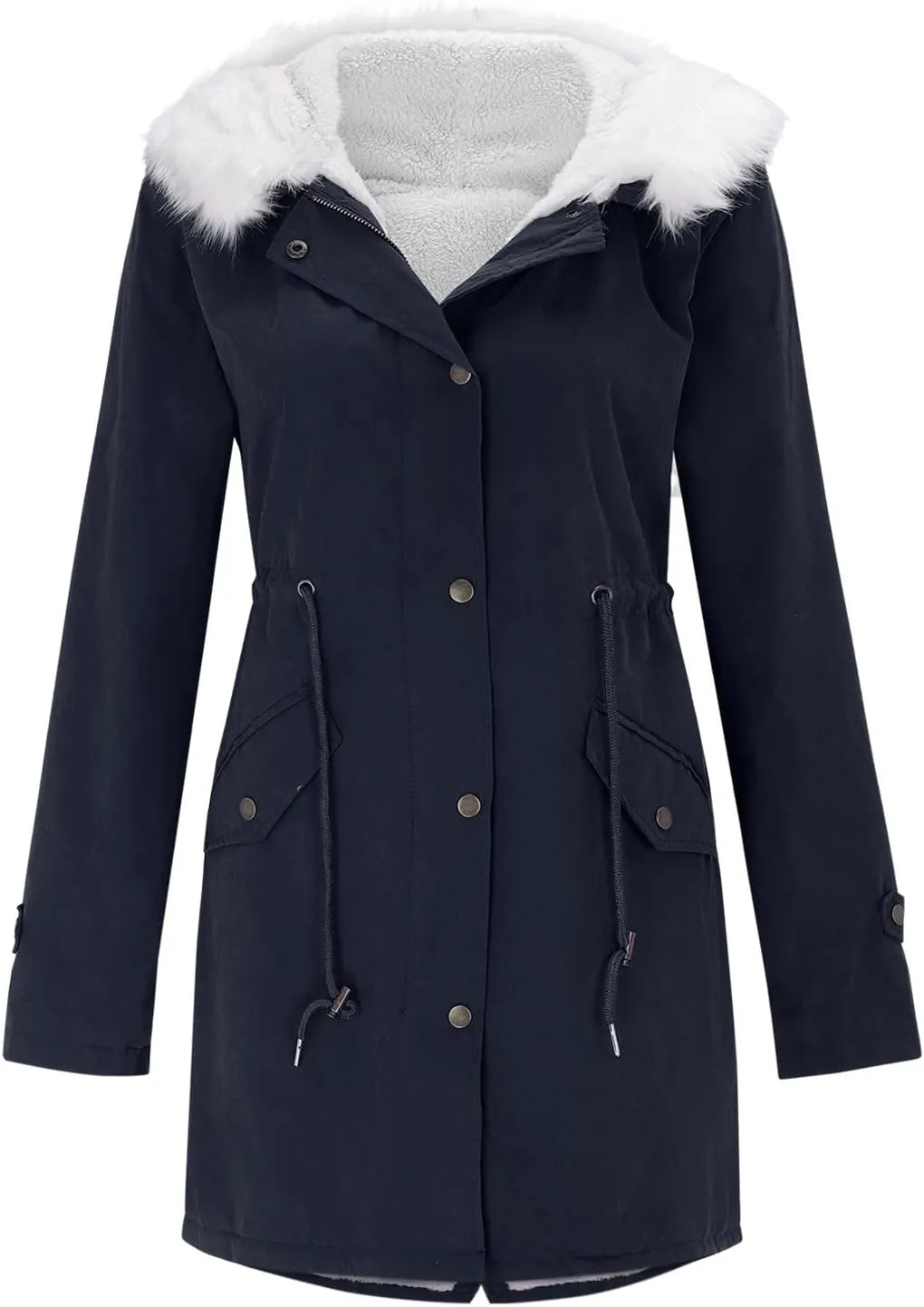 Women's Warm Winter Coat Snow Ski Jacket Fleece Lined Military Jacket Women Faux Fur Hooded Coat Puffer down Jackets