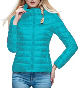 Womens Waterproof Packable Down Puffer Jacket Lightweight Zip Up Jacket Winter Warm Down Coats with Stand Collar