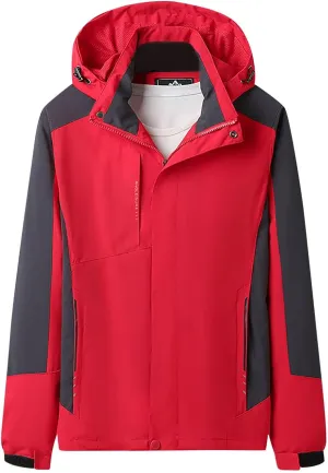 Womens Waterproof Rain Jacket Lightweight Soft Patchwork Windbreaker Active Outdoor Raincoat with Removable Hood