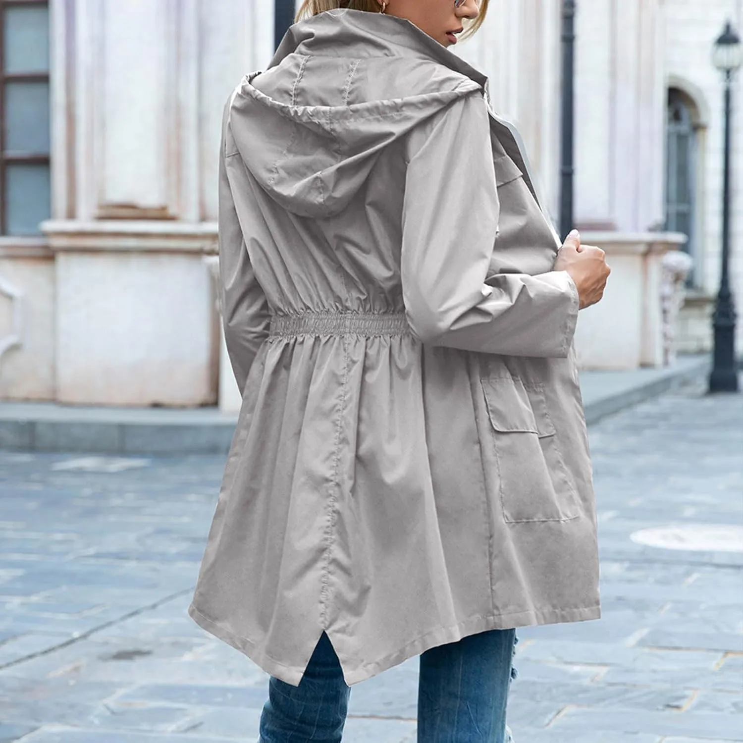 Womens Waterproof Raincoat with Hood Active Outdoor Hooded Raincoat Lightweight Windbreaker