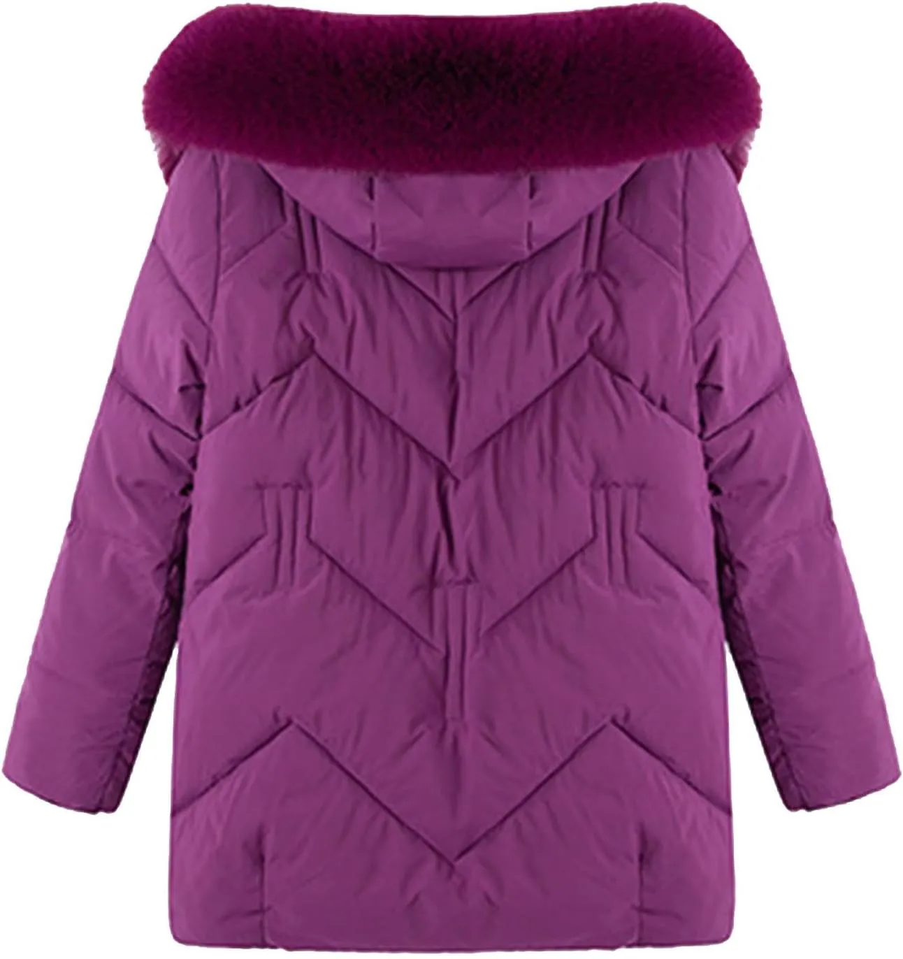 Women's Winter Puffer Coats Long Sleeve Thickened Warm Quilted Jackets Chunky Warm Padded Down Jackets With Fur Hood