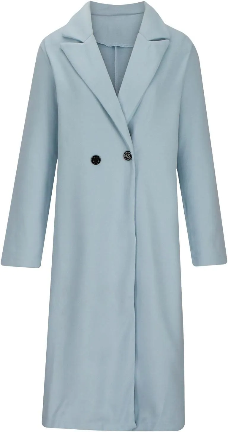 Women's Wool Blend Trench Winter Jackets Mid Long Warm Pea Coats Dressy Casual Open Front Cardigan One Button Overcoat