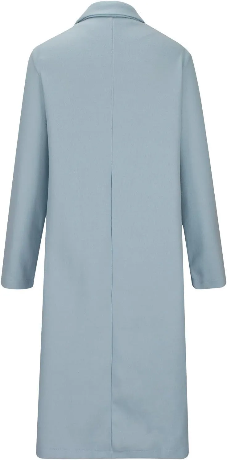Women's Wool Blend Trench Winter Jackets Mid Long Warm Pea Coats Dressy Casual Open Front Cardigan One Button Overcoat