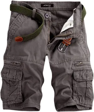 WUAI-Men Cotton Twill Cargo Shorts Lightweight Relaxed Fit Multi-Pocket Summer Camo Shorts Work Outdoor Wear