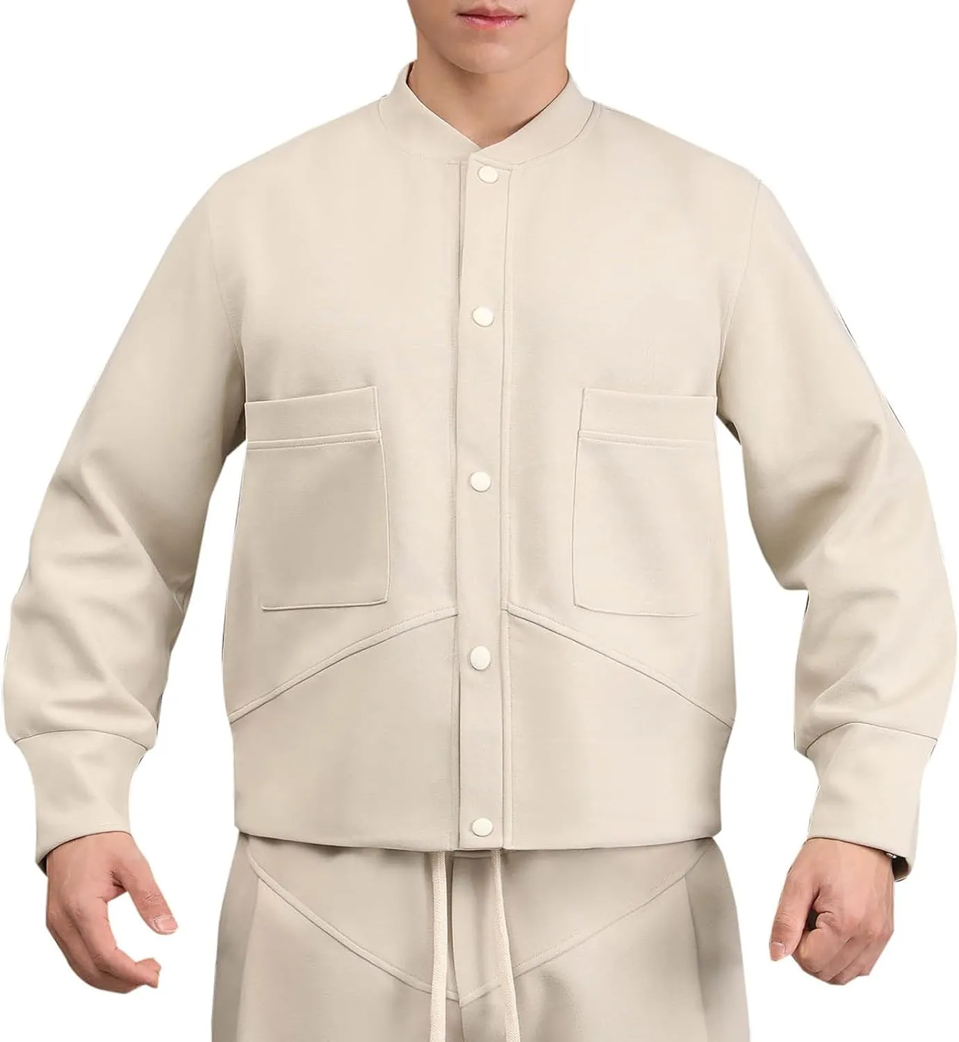 Xiaojmake Fleece Sweatshirt for Men Button Down Lightweight Spring Fall Long Sleeve Active Jackets Cotton Cardigan Sweater