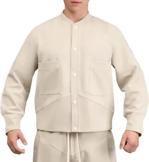Xiaojmake Fleece Sweatshirt for Men Button Down Lightweight Spring Fall Long Sleeve Active Jackets Cotton Cardigan Sweater