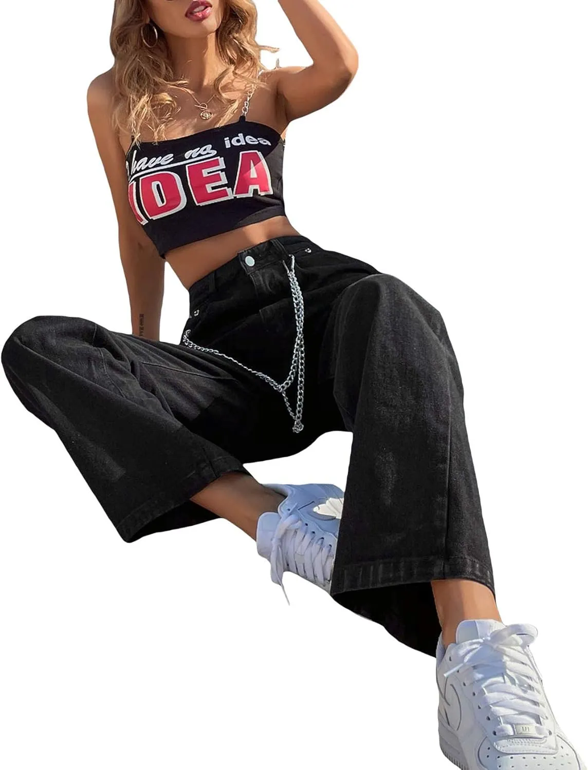 Y2K Women High Waisted Skinny Straight Leg Jeans Color Block Denim Pants Patchwork Classic Streetwear Baggy Trouser