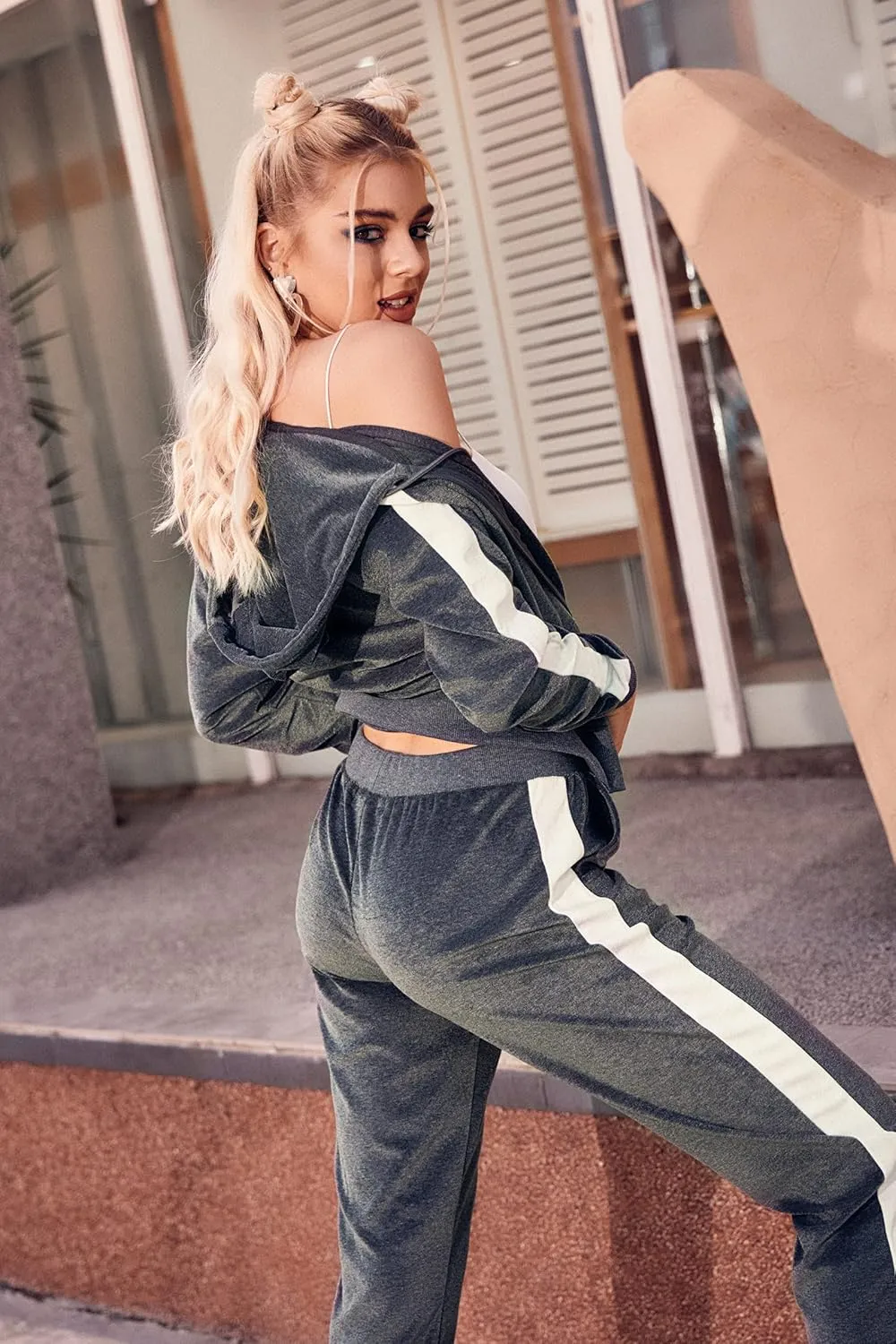 Yasumond Velour Tracksuit Womens 2 Pieces Joggers Outfits Jogging Sweatsuits Set Soft Sports Sweat Suits Pants