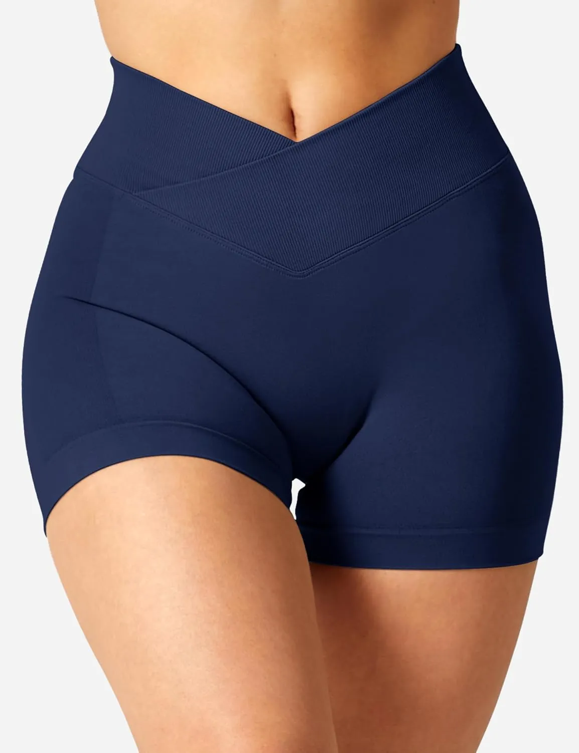 YEOREO Scrunch Butt Workout Shorts Women 3.5" Seamless V Cross Waist Sport Gym Amplify Shorts