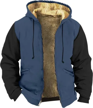 Ymosrh Men's Hooded Winter Coat Outdoor Sherpa Fleece Lined Jackets Warm Zip Up Sweatshirts Hoodie Coats Jacket, M-7XL