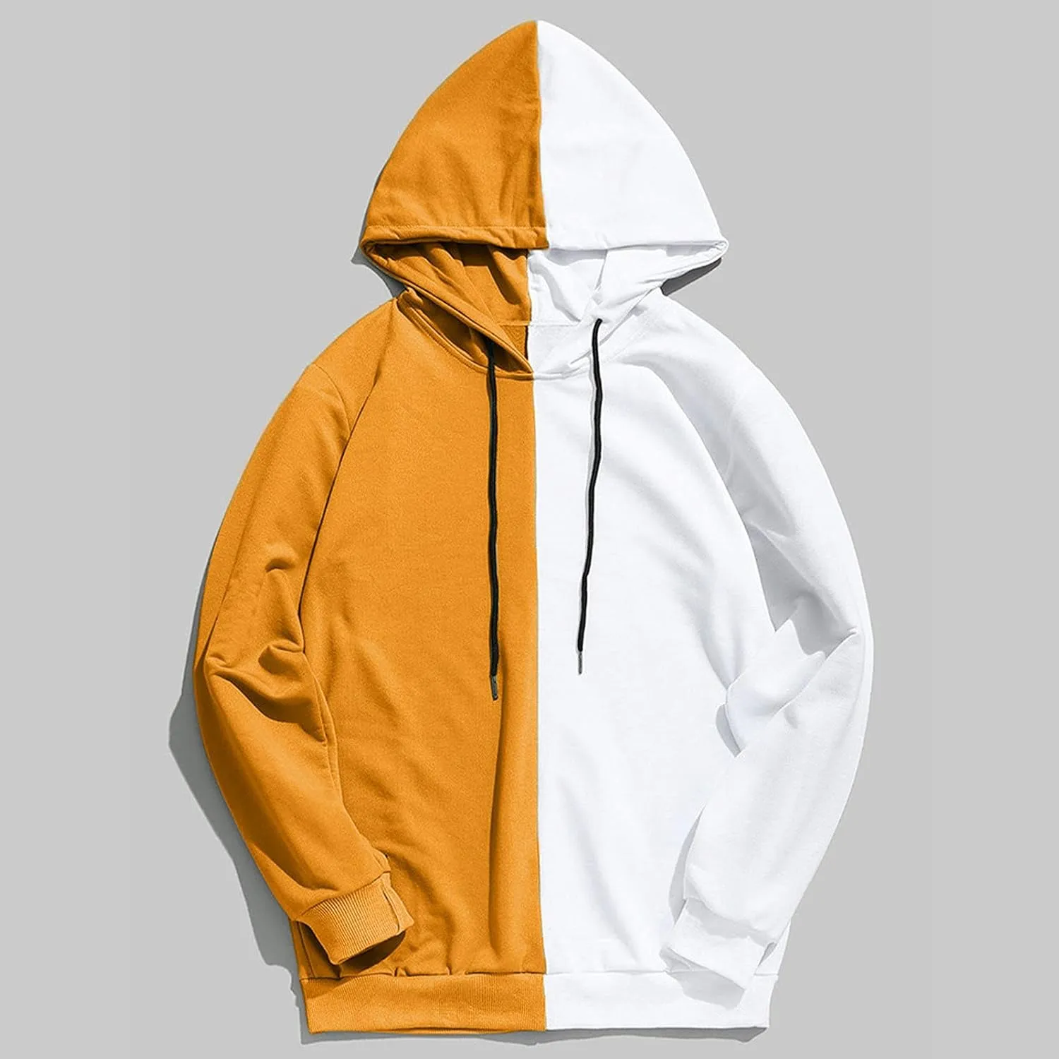 Ymosrh Men's Novelty Hoodies Sweatshirt Long Sleeve Color Block Hoodie Pullover Sweaters, S-2XL