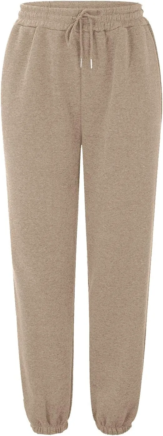 ZDRZK Fleece Lined Sweatpants Women Warm Baggy Elastic High Waist Sports Joggers Comfy Fall Fashion Lounge with Pockets