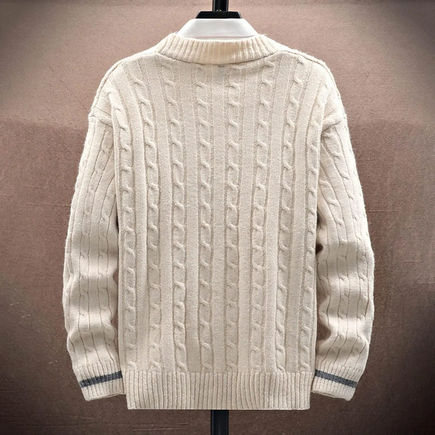 Zeiyignr Mens Cable Knit Cardigan Sweater V Neck Loose Fit Button Down Sweaters Coats Long Sleeve Casual Cardigans Jackets