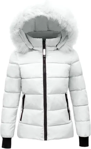 ZWRXW Winter Windproof Down Coats for Women Thicken Warm Padded Windbreaker Outwear Quilted Puffer Jacket Coats with Fur Hood