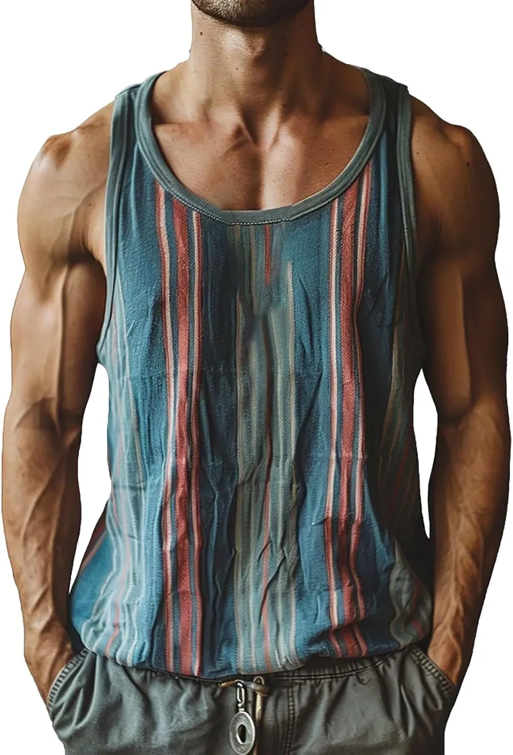ZYXTIM Men's Sleeveless Tank Top Oversize Stylish Colorblock Summer Beach Vest Muscle Fit Loose Workout Gym Undershirts Tees
